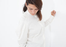 Load image into Gallery viewer, Trim Collar Poplin Blouse in Off White
